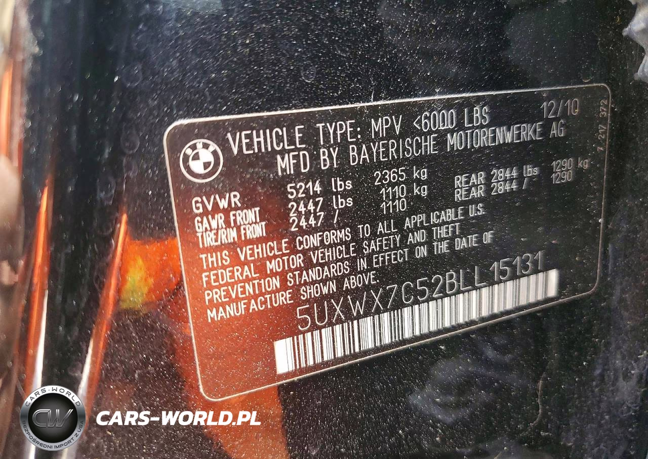 2011 BMW X3 xDrive35I VIN:5UXWX7C52BLL15131 - 12