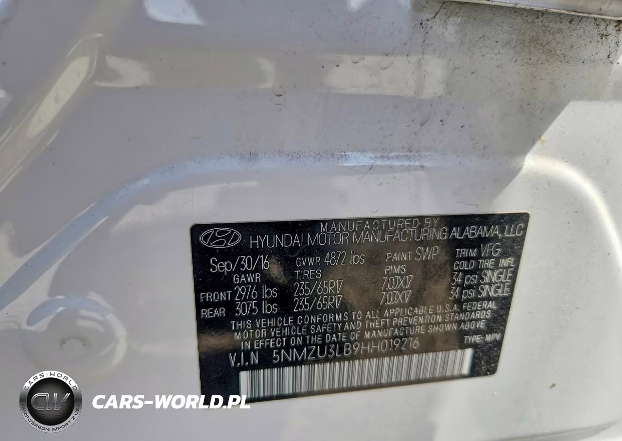 2017 Hyundai Santa Fe Sport 2.4L VIN:5NMZU3LB9HH019216 - 13