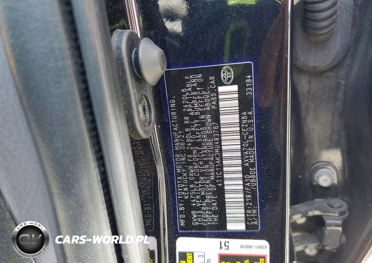 2021 Toyota Camry Le VIN:4T1C11AK3MU483767 - 13