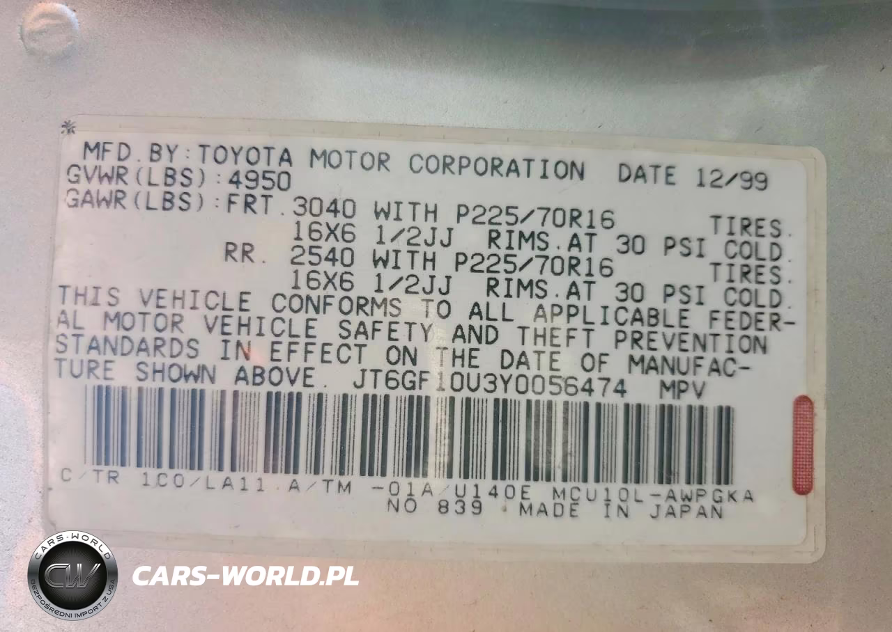 2000 Lexus Rx 300 Base VIN:JT6GF10U3Y0056474 - 13
