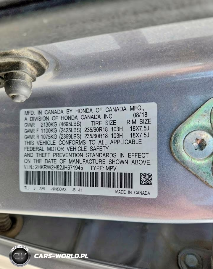 2018 Honda Cr-V Exl VIN:2HKRW2H82JH671945 - 13