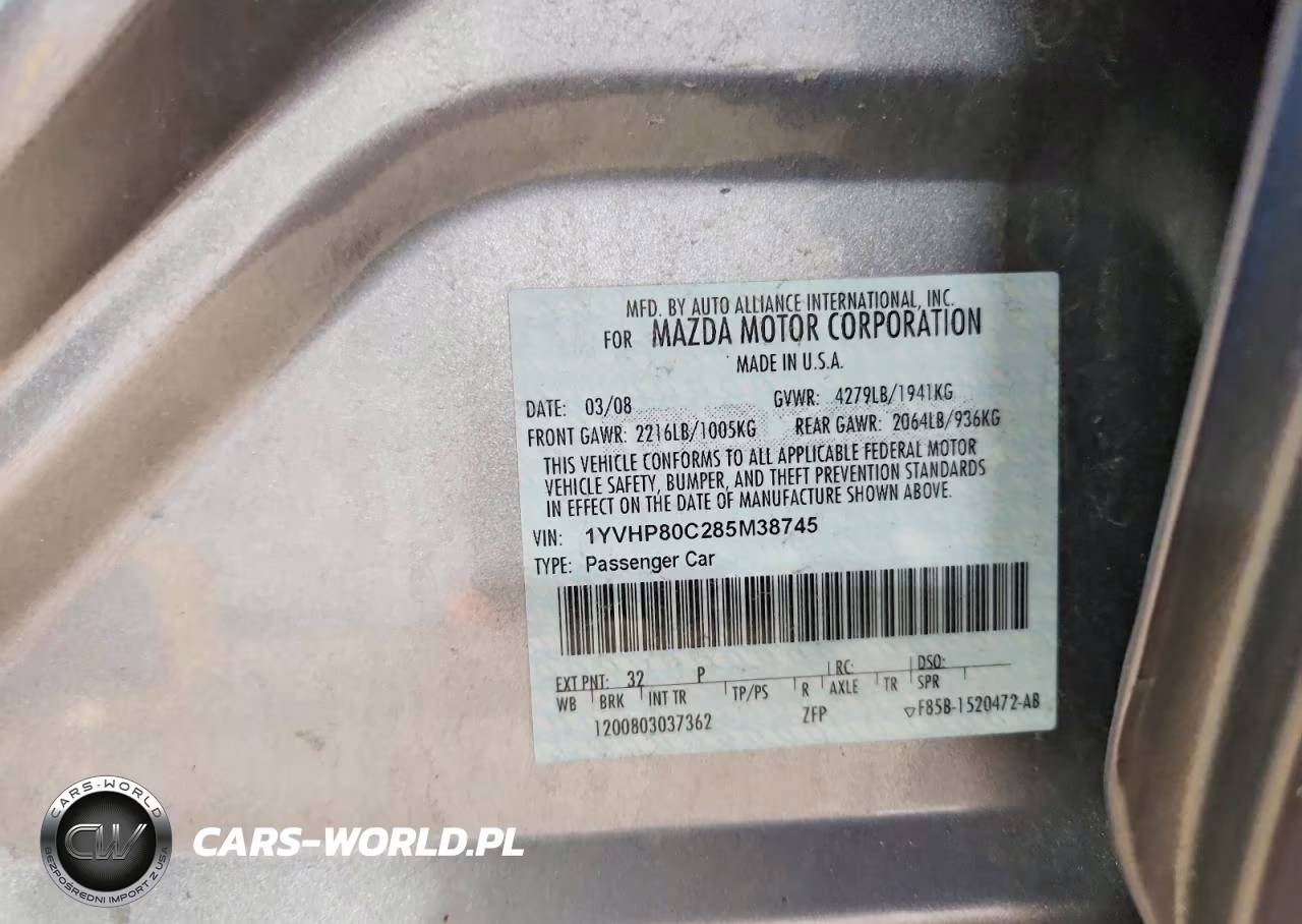 2008 Mazda 6 VIN:1YVHP80C285M38745 - 12