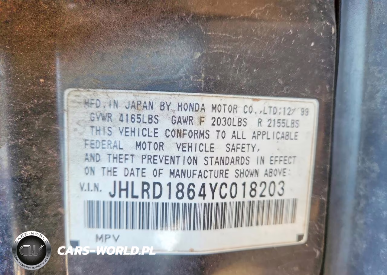 2000 Honda Cr-V Ex VIN:JHLRD1864YC018203 - 14