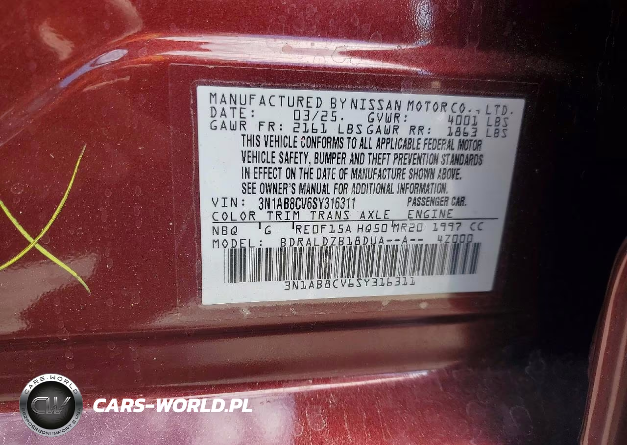 2025 Nissan Sentra Sv VIN:3N1AB8CV6SY316311 - 13