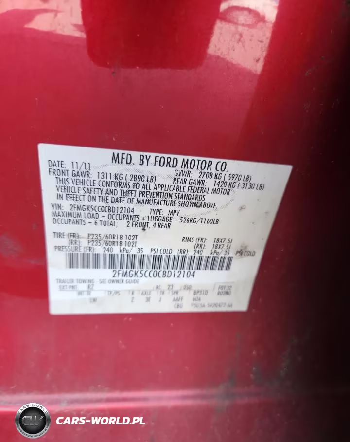 2012 Ford Flex Sel VIN:2FMGK5CC0CBD12104 - 13