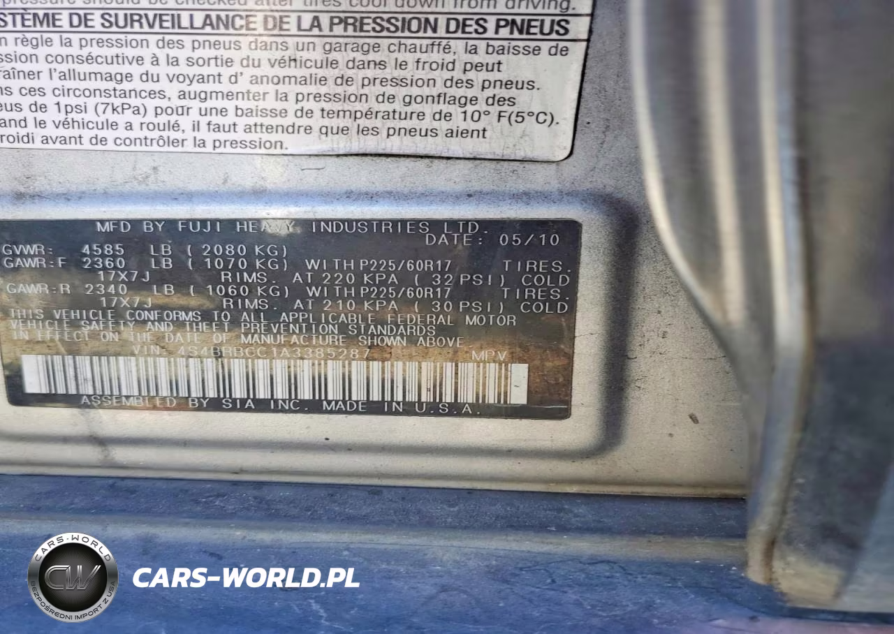 2010 Subaru Outback 2.5I Premium VIN:4S4BRBCC1A3385287 - 13