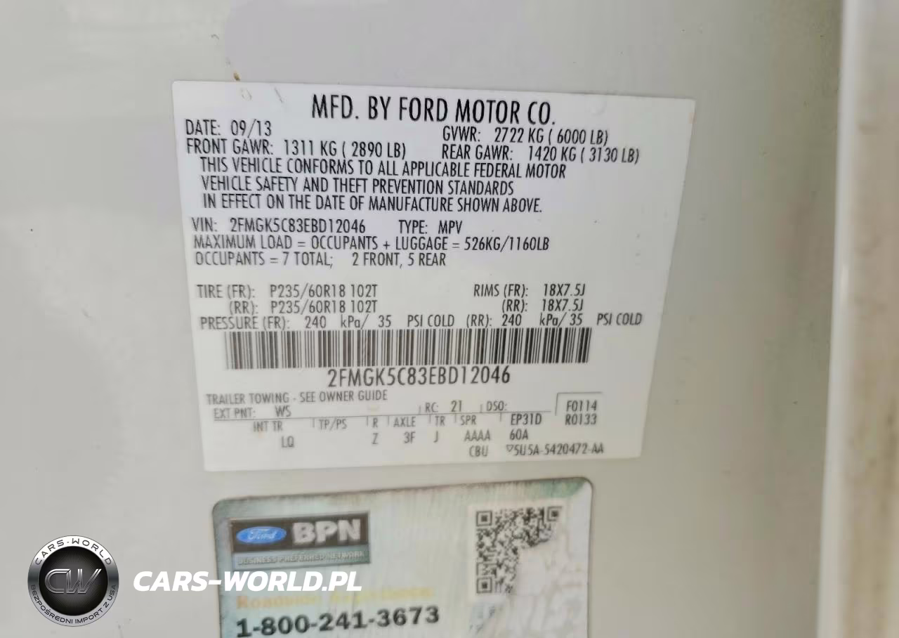 2014 Ford Flex Sel VIN:2FMGK5C83EBD12046 - 13