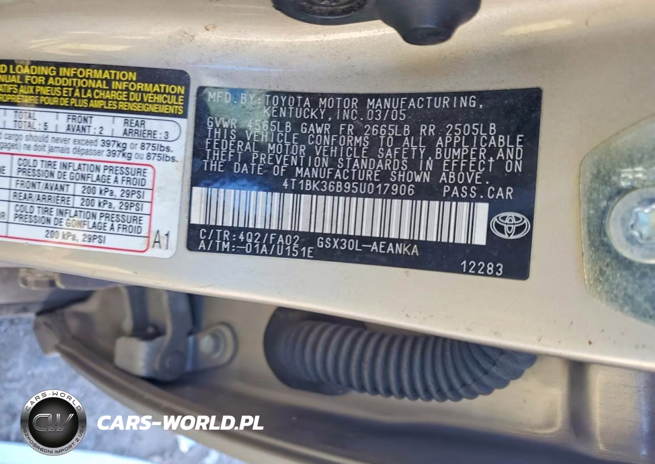 2005 Toyota Avalon Xl VIN:4T1BK36B95U017906 - 12