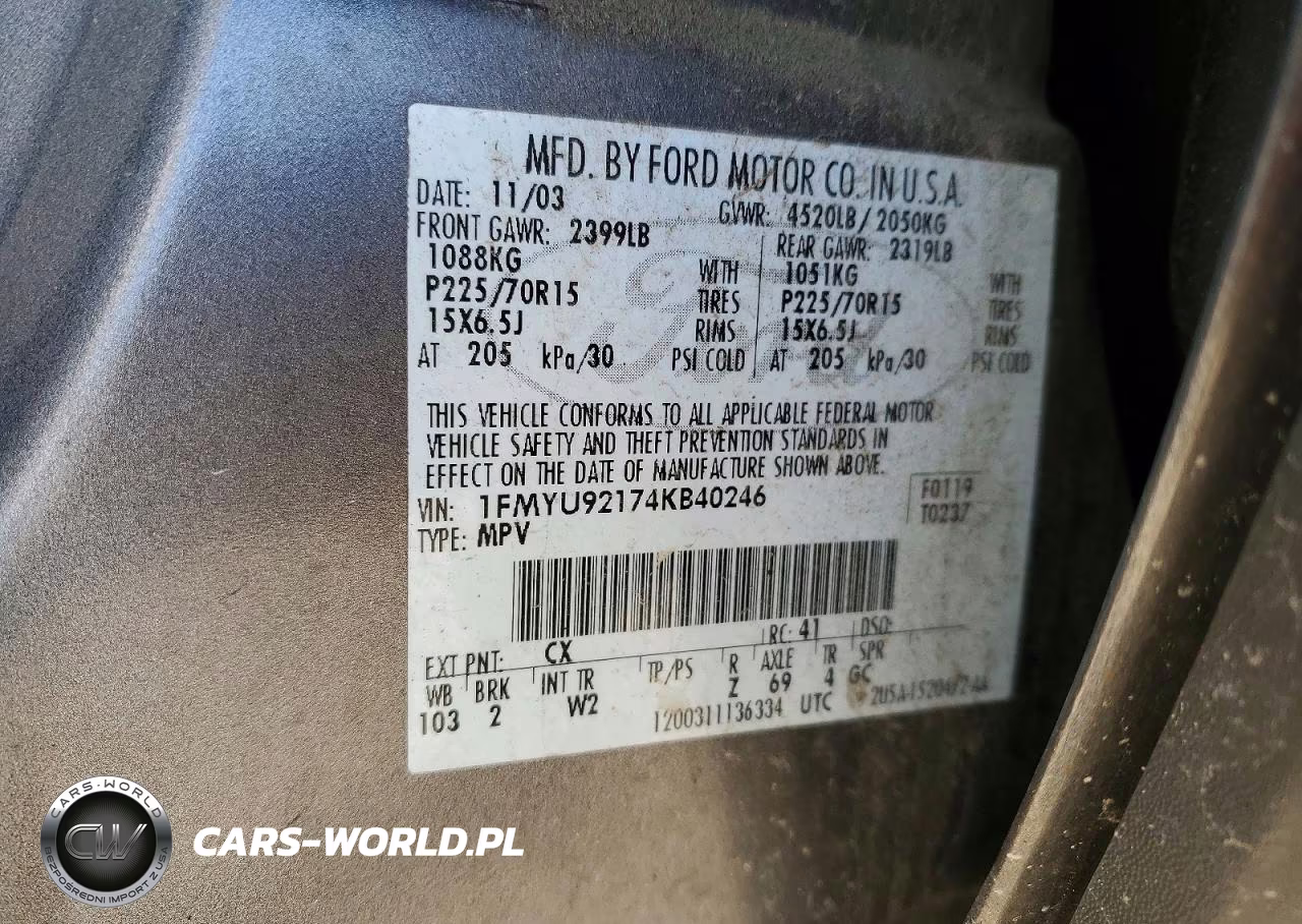 2004 Ford Escape Xls VIN:1FMYU92174KB40246 - 12