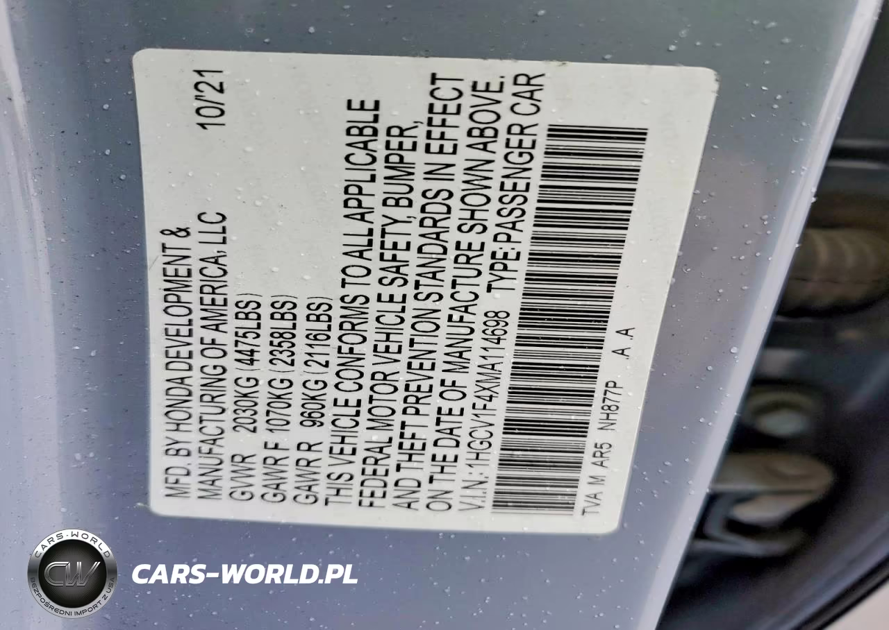 2021 Honda Accord Sport Se VIN:1HGCV1F4XMA114698 - 12