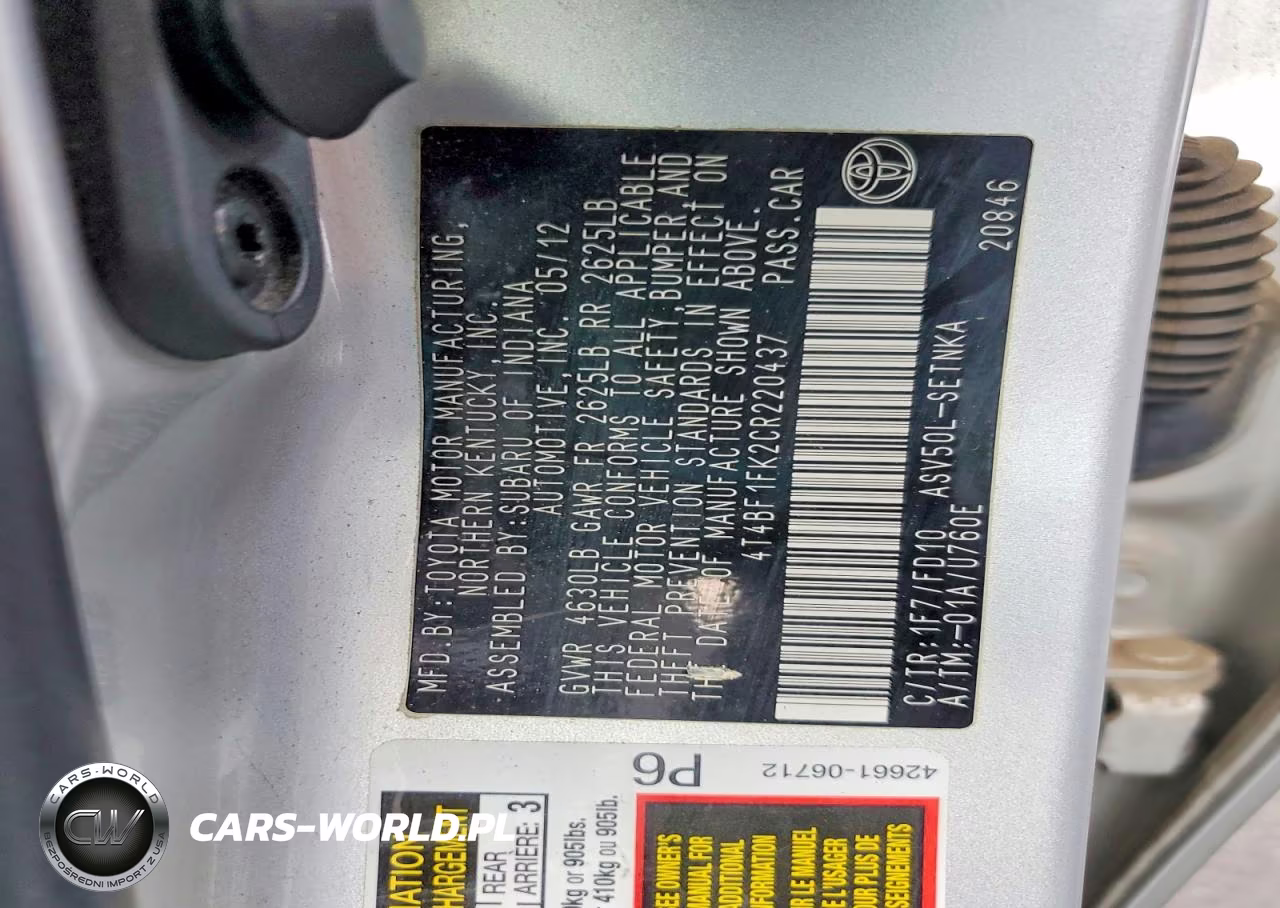 2012 Toyota Camry Le VIN:4T4BF1FK2CR220437 - 12