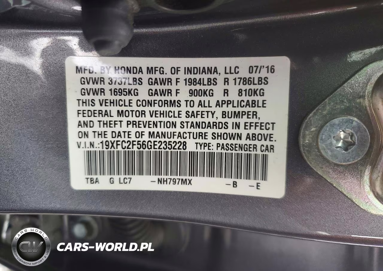 2016 Honda Civic Lx VIN:19XFC2F56GE235228 - 12