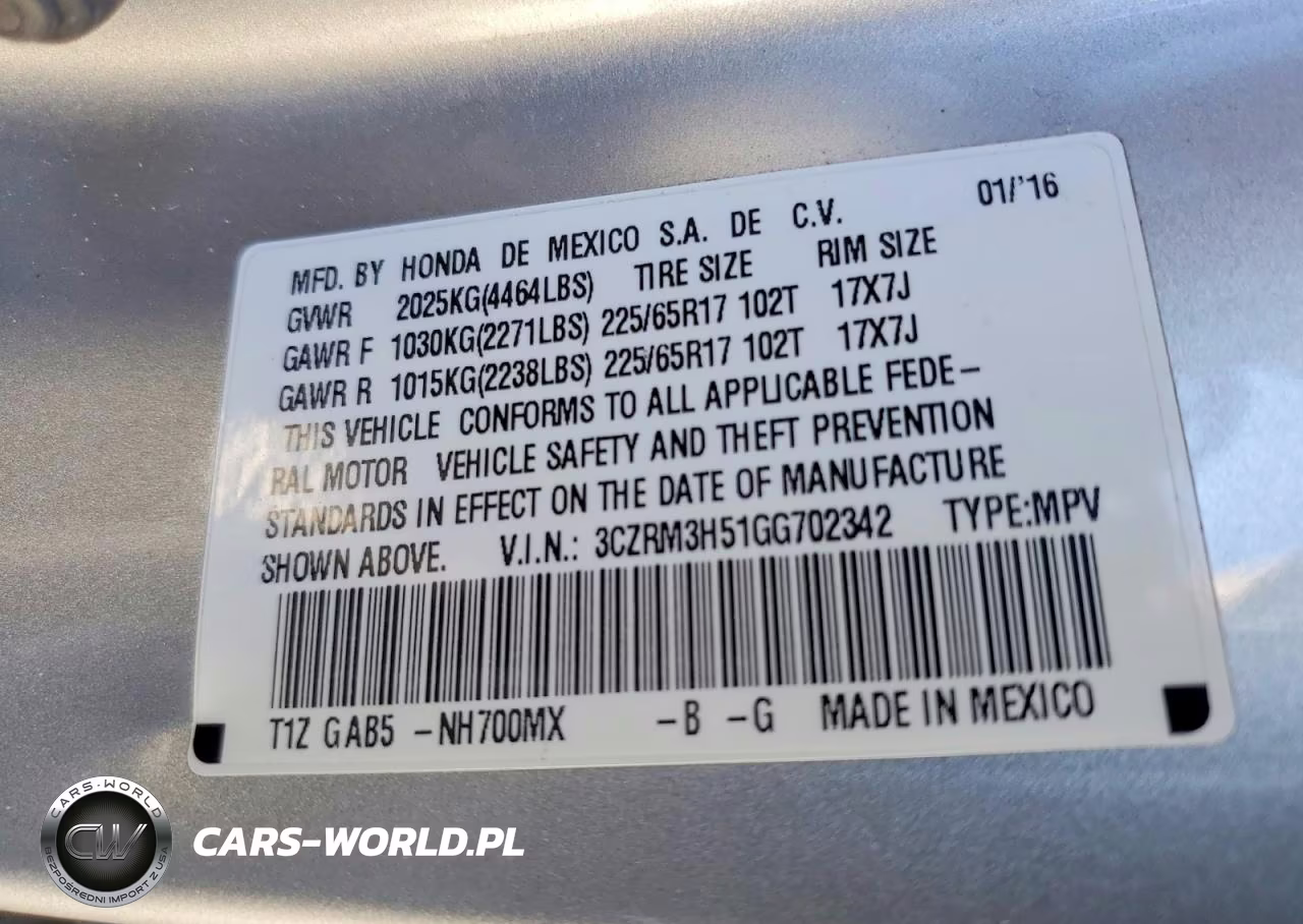 2016 Honda Cr-V Ex VIN:3CZRM3H51GG702342 - 12