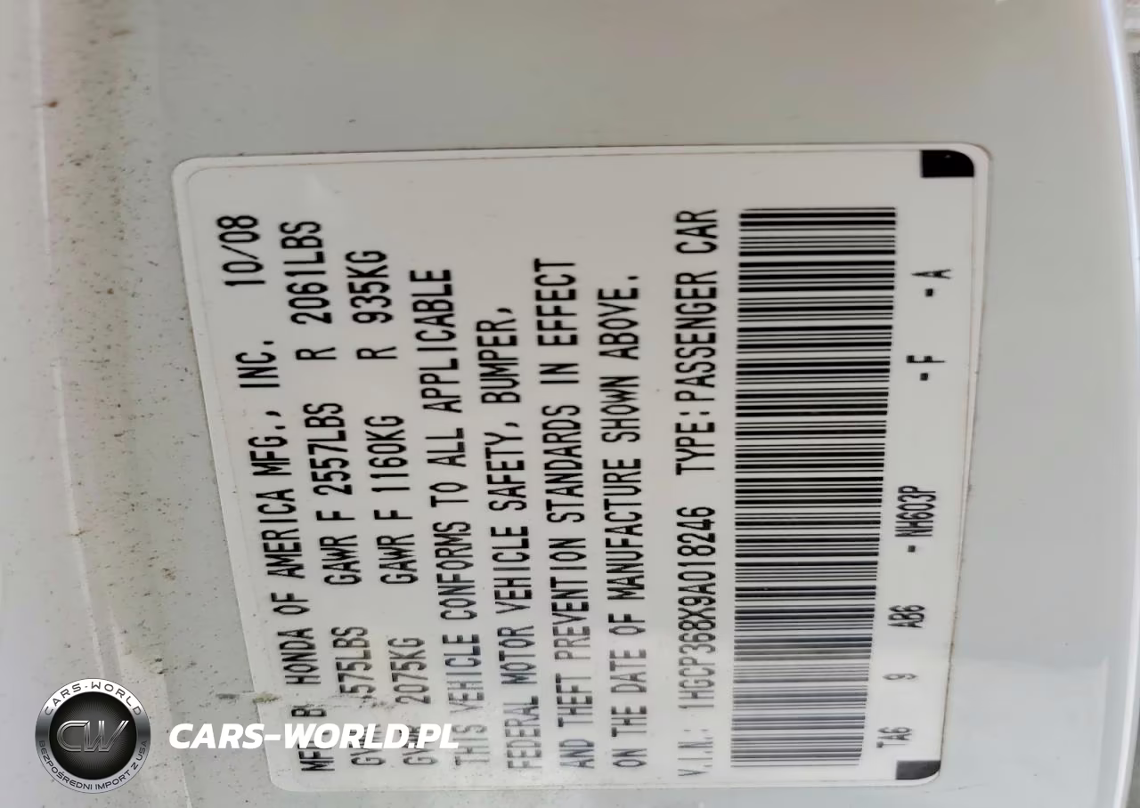 2009 Honda Accord Exl VIN:1HGCP368X9A018246 - 12
