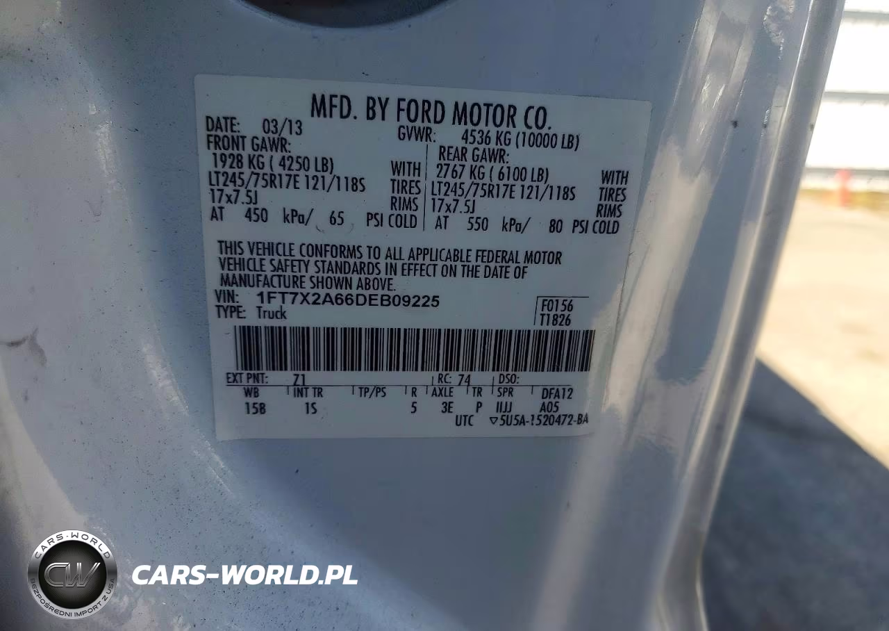 2013 Ford F250 Super Duty VIN:1FT7X2A66DEB09225 - 12