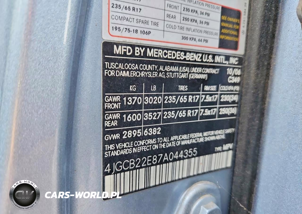 2007 Mercedes-Benz R 320 Cdi VIN:4JGCB22E87A044355 - 13