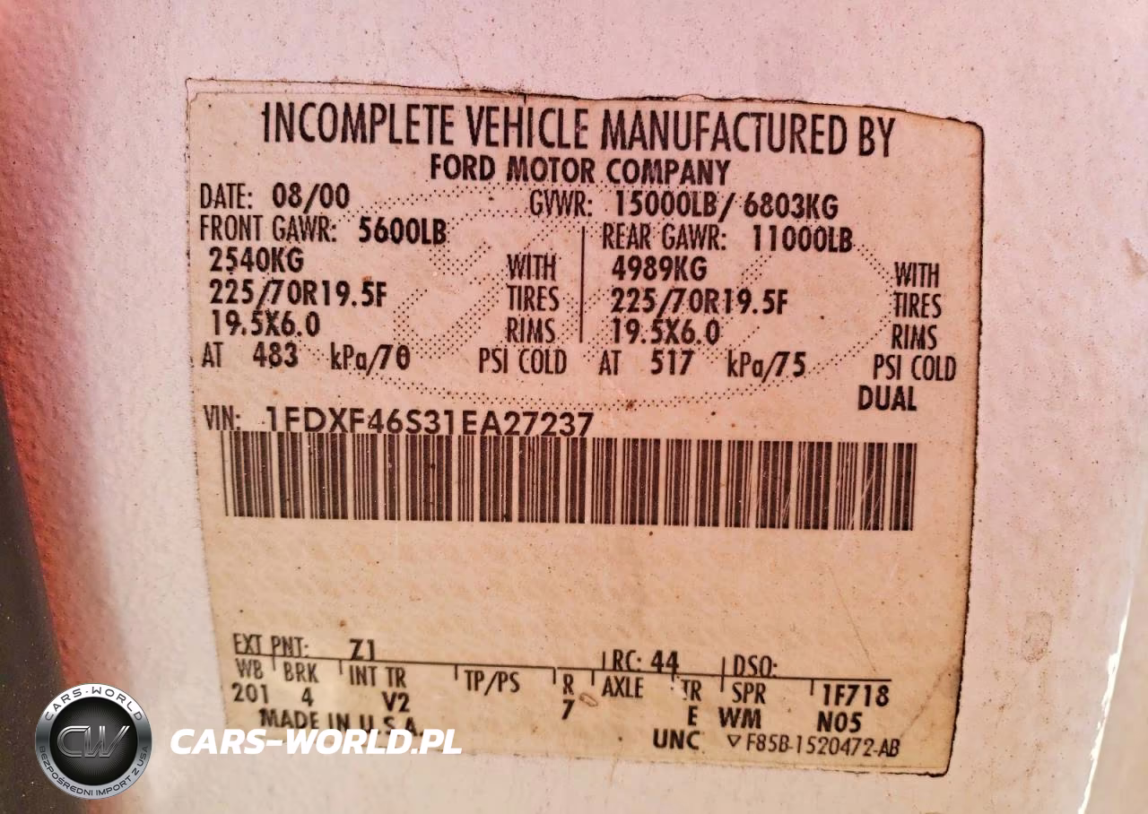 2001 Ford F450 Super Duty Rollback Truck VIN:1FDXF46S31EA27237 - 12