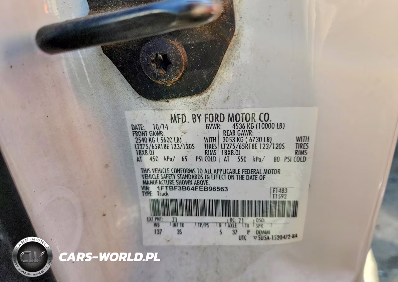 2015 Ford F350 Super Duty VIN:1FTBF3B64FEB96563 - 12