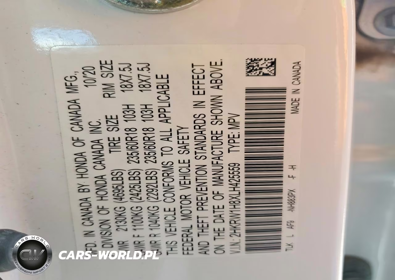 2020 Honda Cr-V Exl VIN:2HKRW1H8XLH425559 - 13