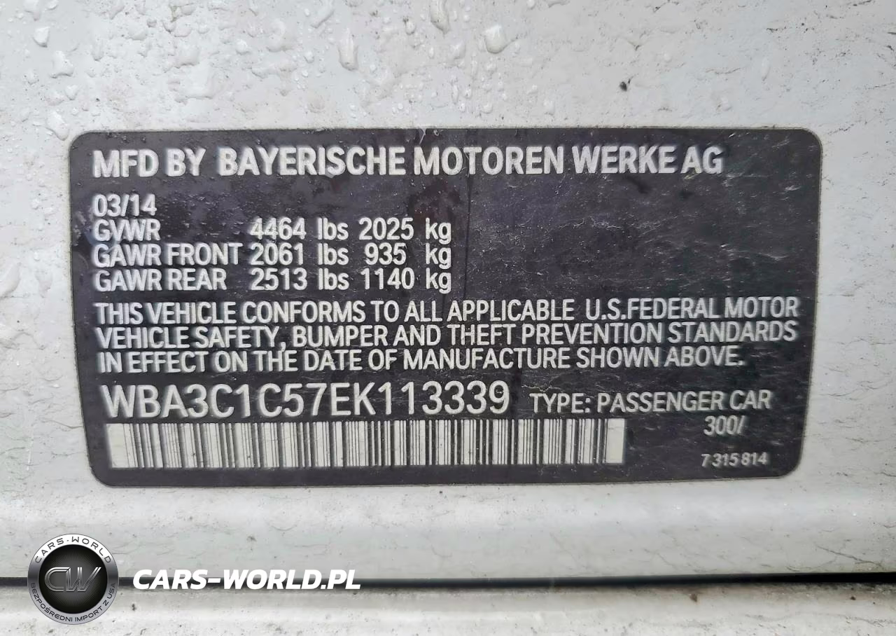 2014 BMW 328 I Sulev VIN:WBA3C1C57EK113339 - 12