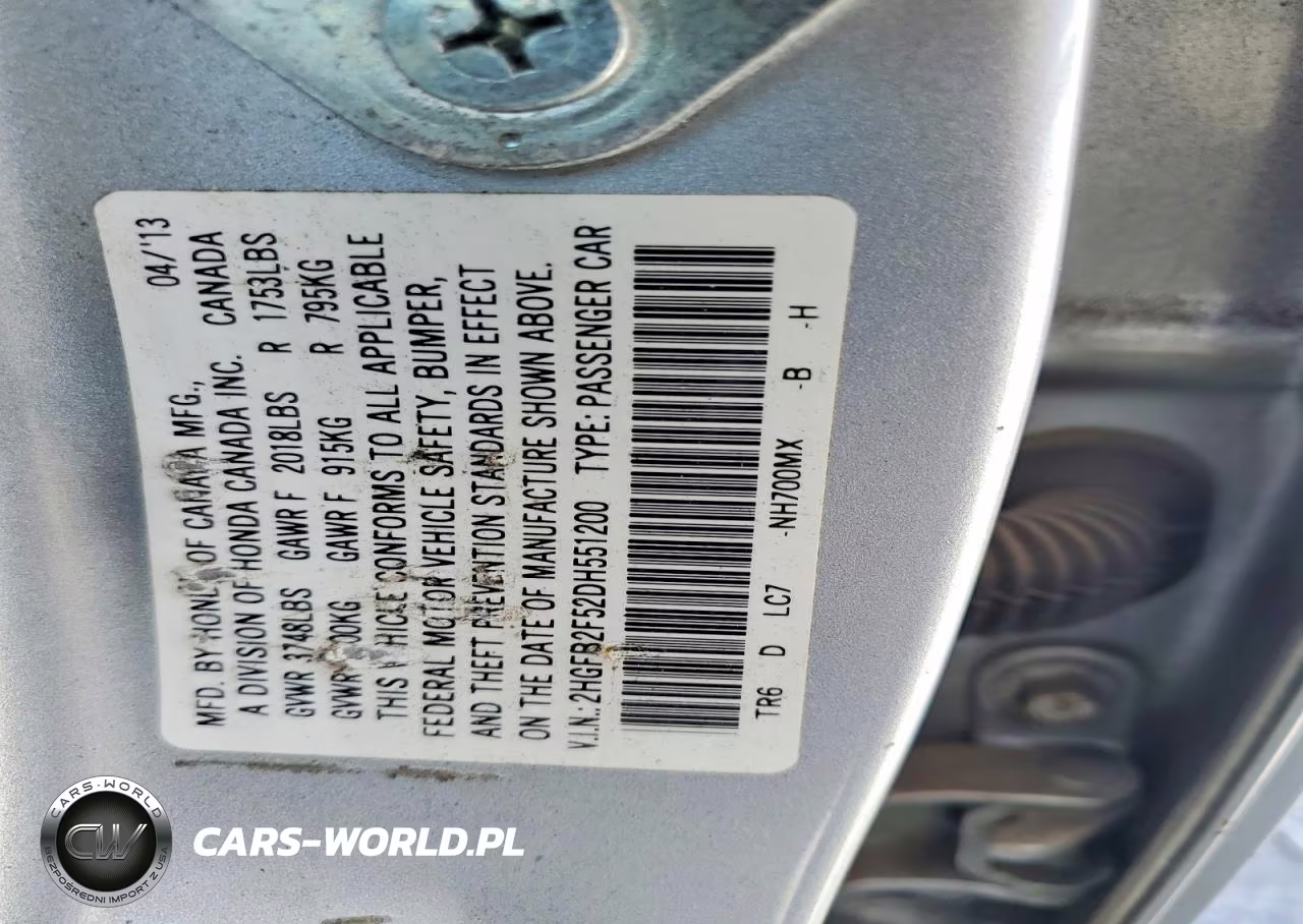 2013 Honda Civic Lx VIN:2HGFB2F52DH551200 - 12