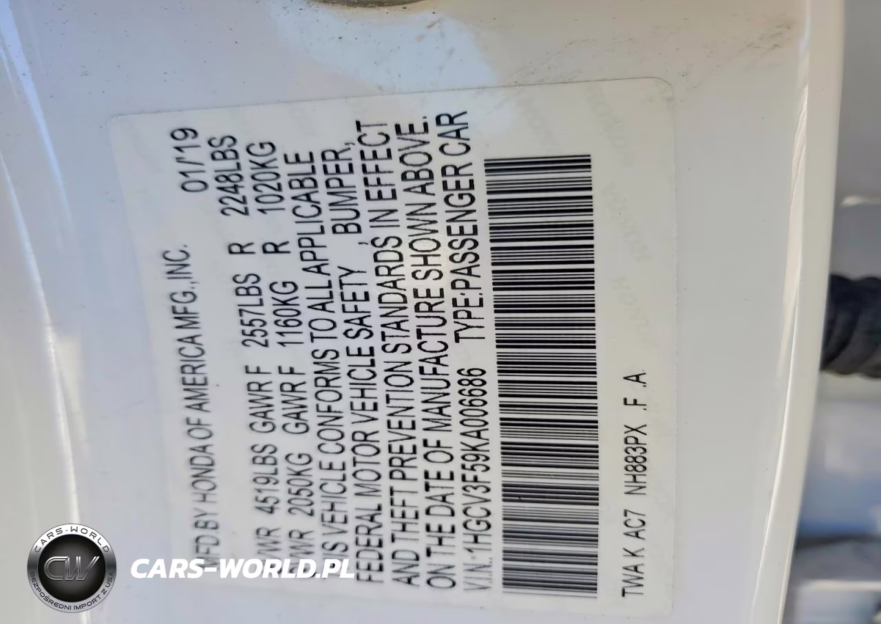 2019 Honda Accord Hybrid Exl VIN:1HGCV3F59KA006686 - 13