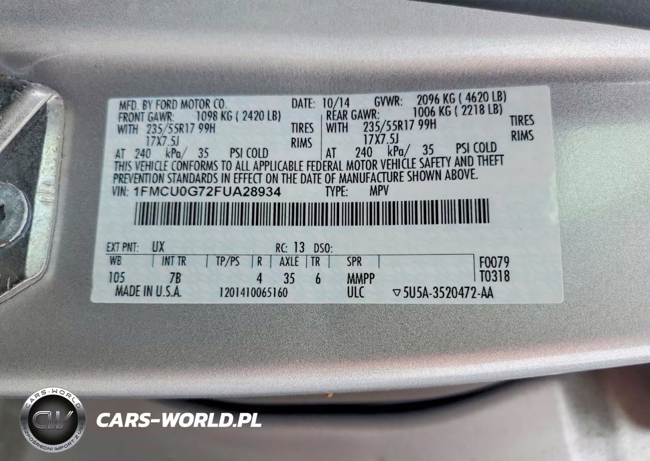 2015 Ford Escape Se VIN:1FMCU0G72FUA28934 - 13