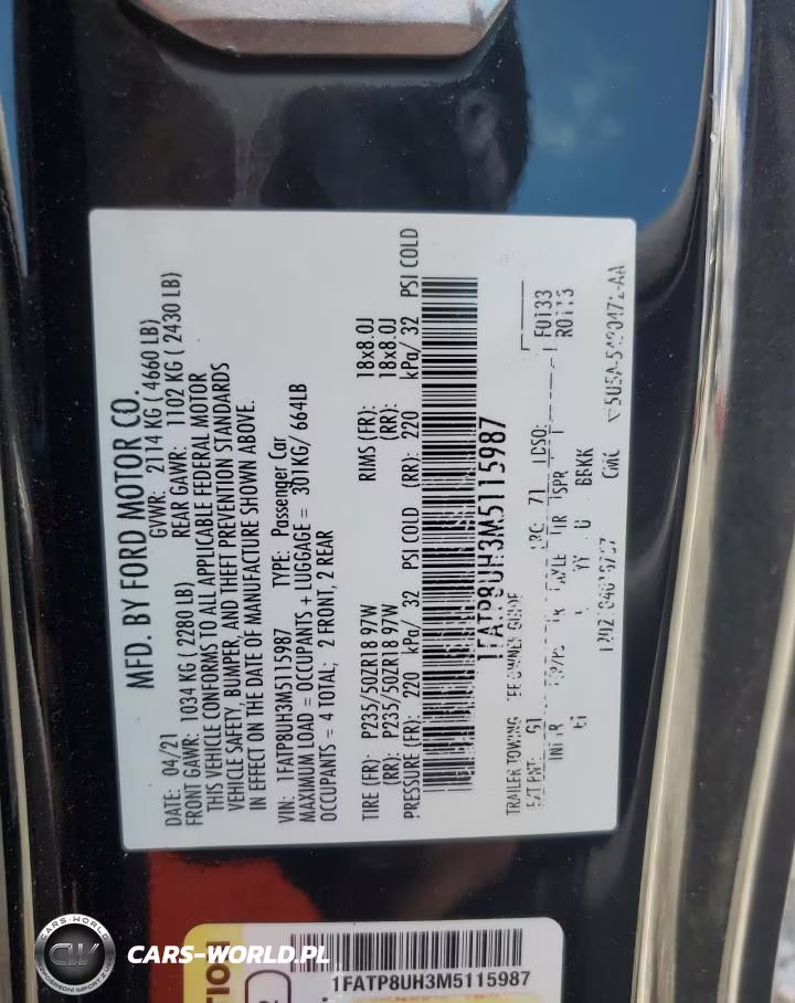 2021 Ford Mustang VIN:1FATP8UH3M5115987 - 12