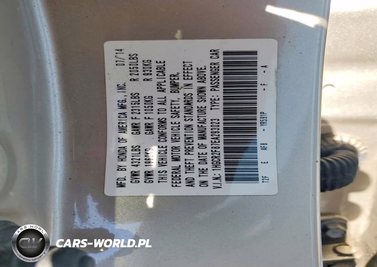 2014 Honda Accord Exl VIN:1HGCR2F87EA293023 - 12