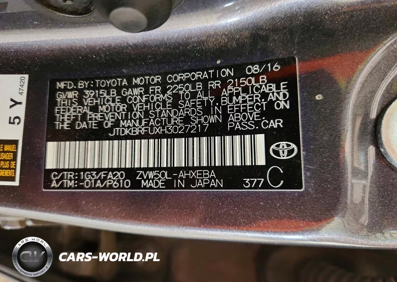 2017 Toyota Prius Two VIN:JTDKBRFUXH3027217 - 12