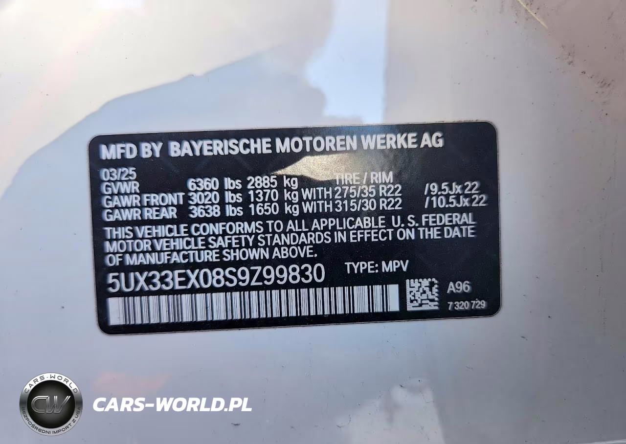 2025 BMW X6 xDrive40I VIN:5UX33EX08S9Z99830 - 13