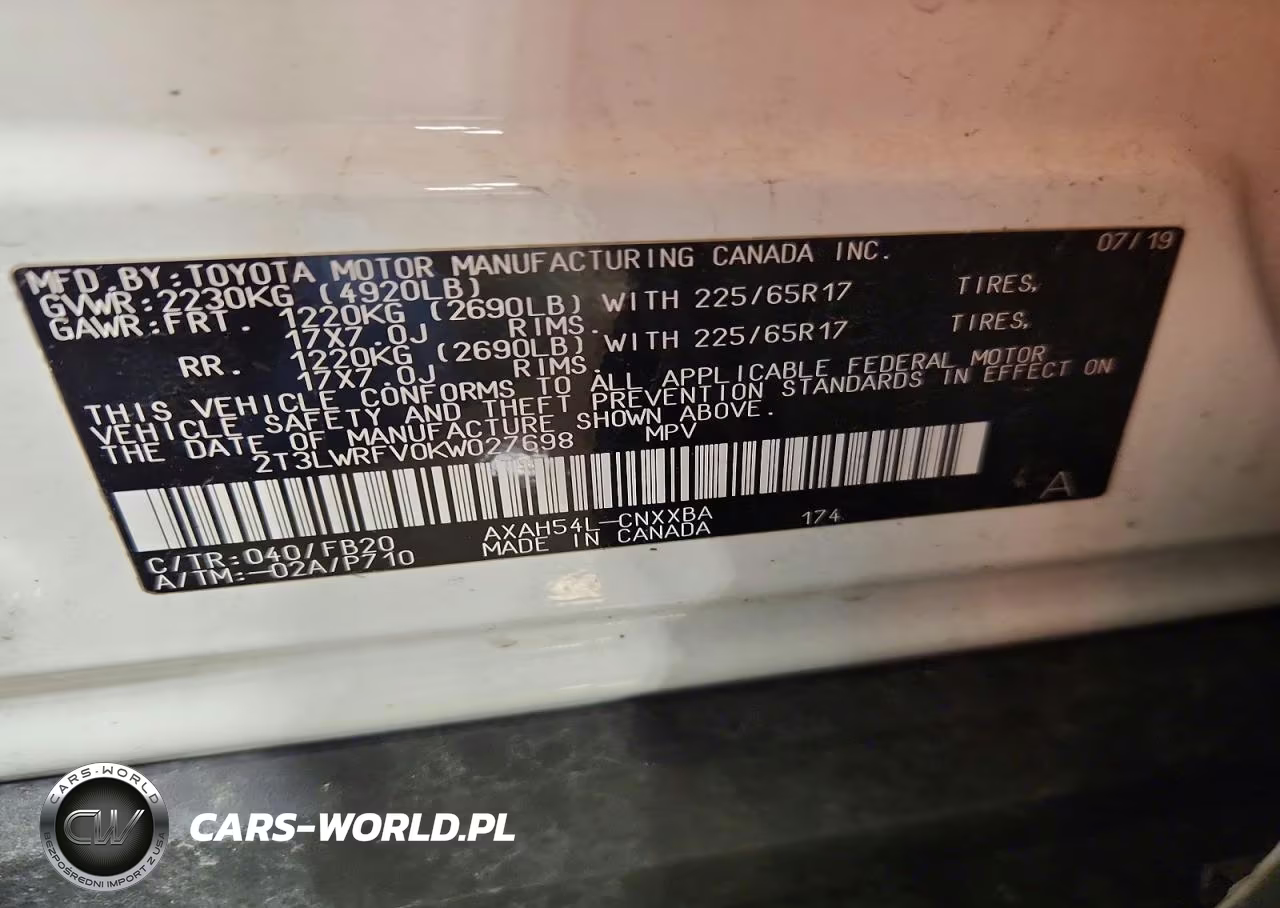 2019 Toyota Rav4 Hybrid Le VIN:2T3LWRFV0KW027698 - 13