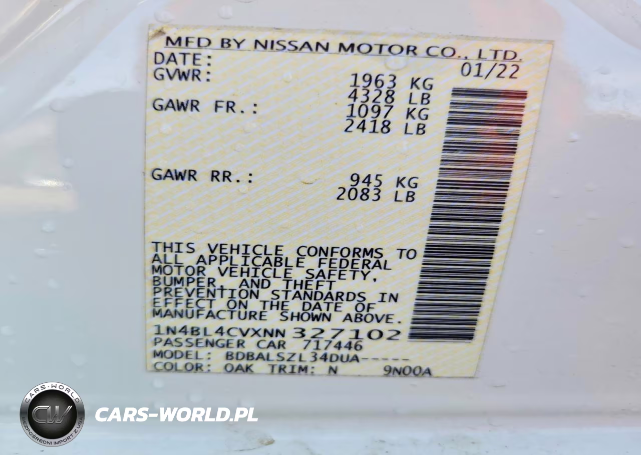 2022 Nissan Altima 2.5 Sr VIN:1N4BL4CVXNN327102 - 12