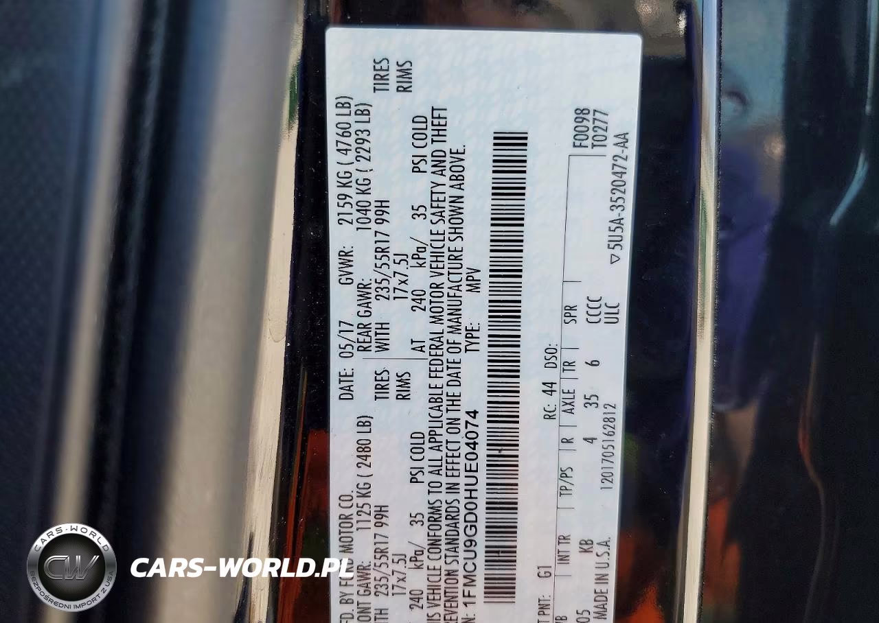 2017 Ford Escape Se VIN:1FMCU9GD0HUE04074 - 13