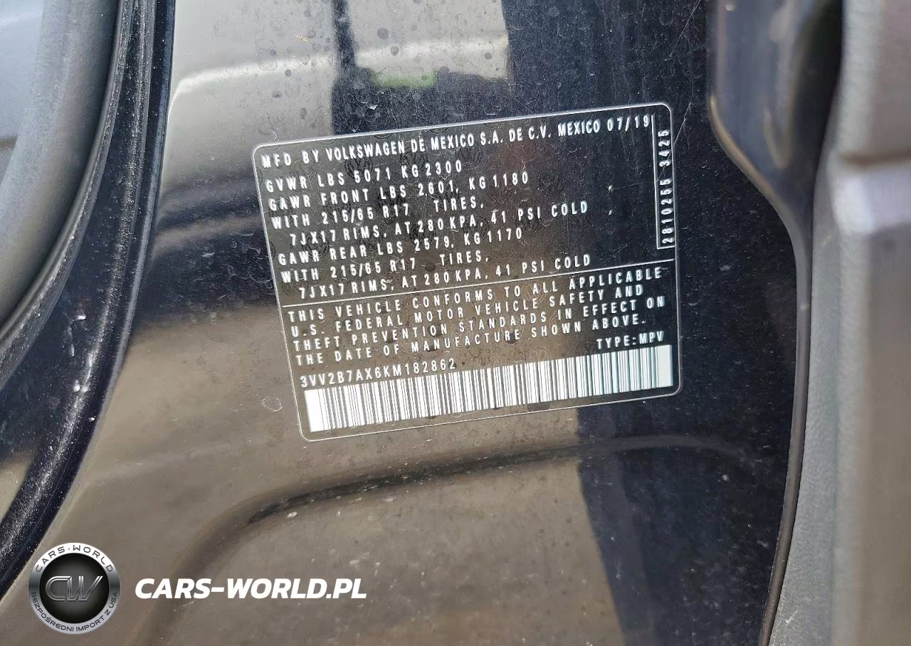 2019 Volkswagen Tiguan Se VIN:3VV2B7AX6KM182862 - 14