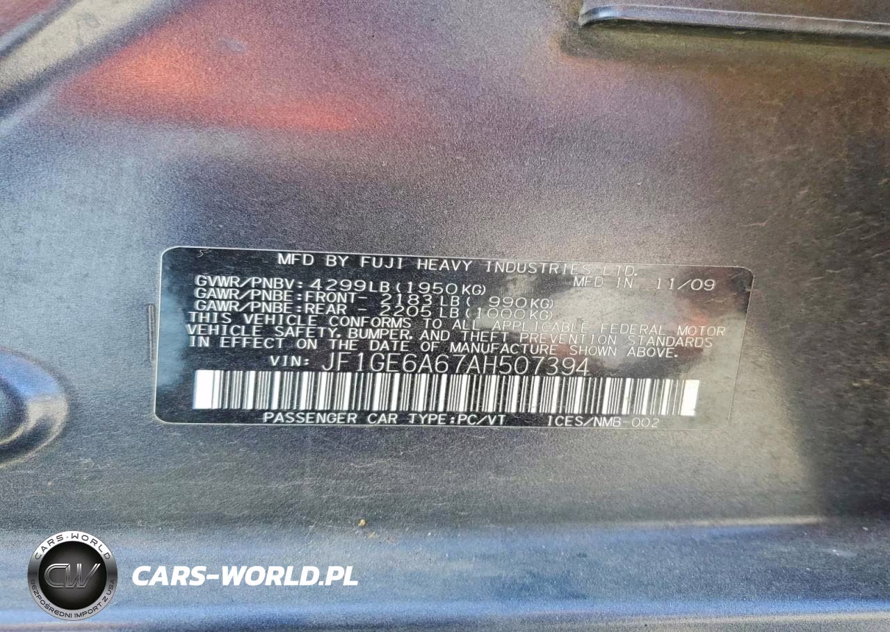 2010 Subaru Impreza 2.5I VIN:JF1GE6A67AH507394 - 13