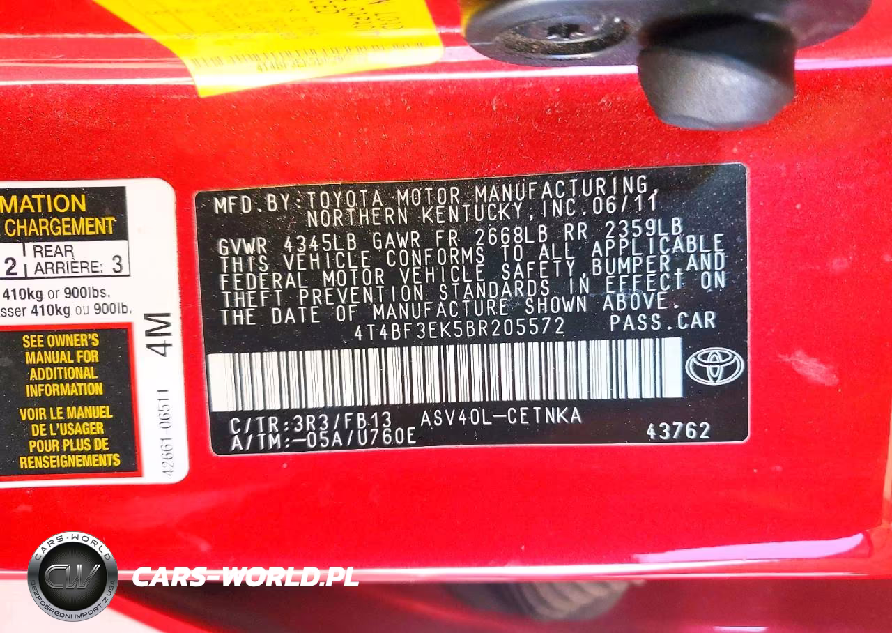 2011 Toyt Camry VIN:4T4BF3EK5BR205572 - 12
