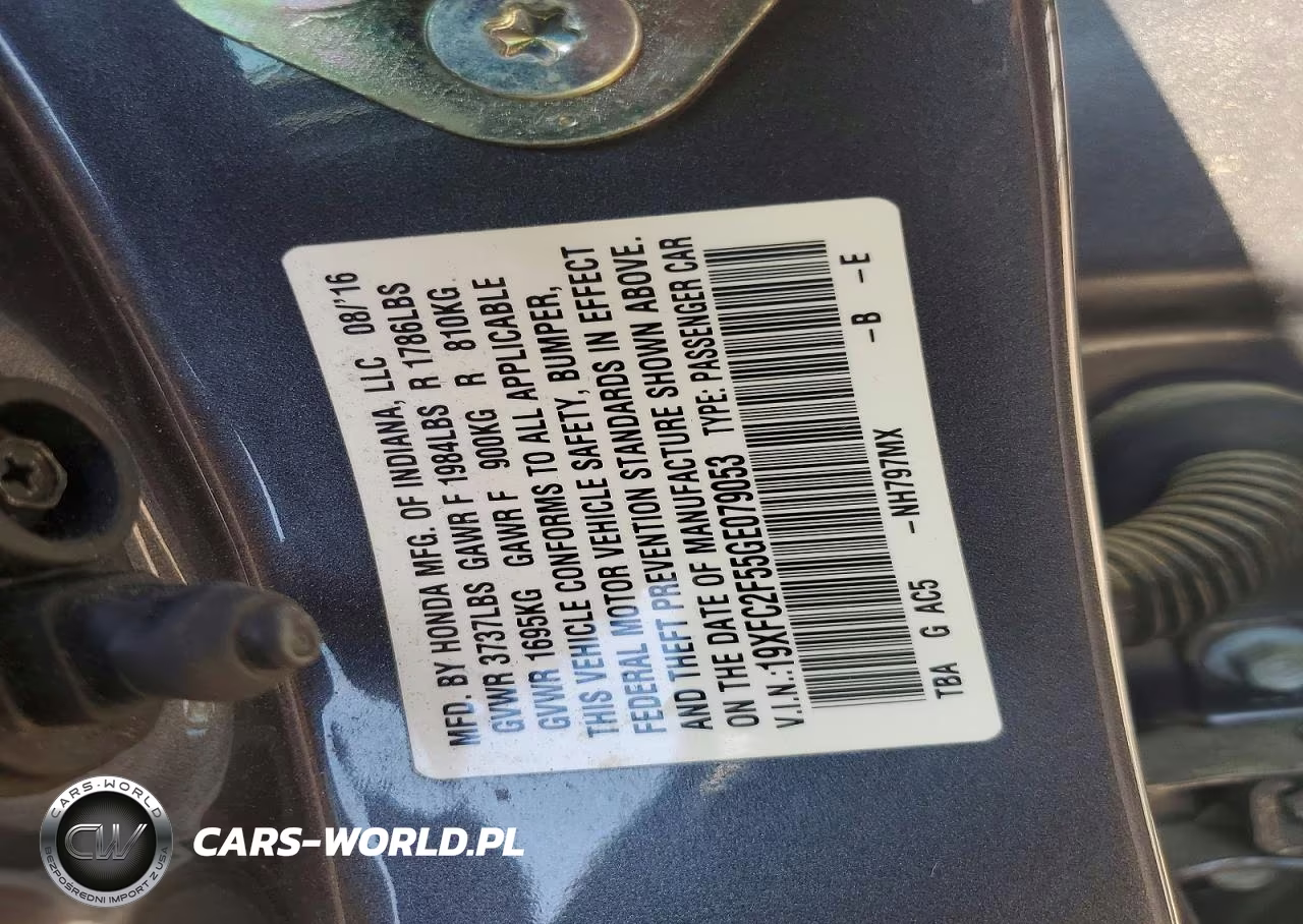 2016 Honda Civic Lx VIN:19XFC2F55GE079053 - 12