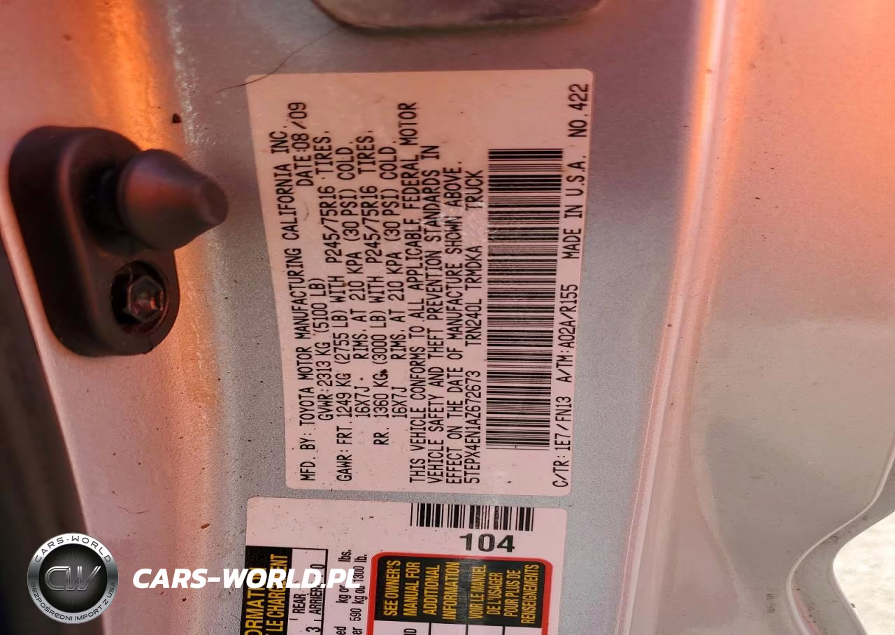 2010 Toyota Tacoma Base VIN:5TEPX4EN1AZ672673 - 12