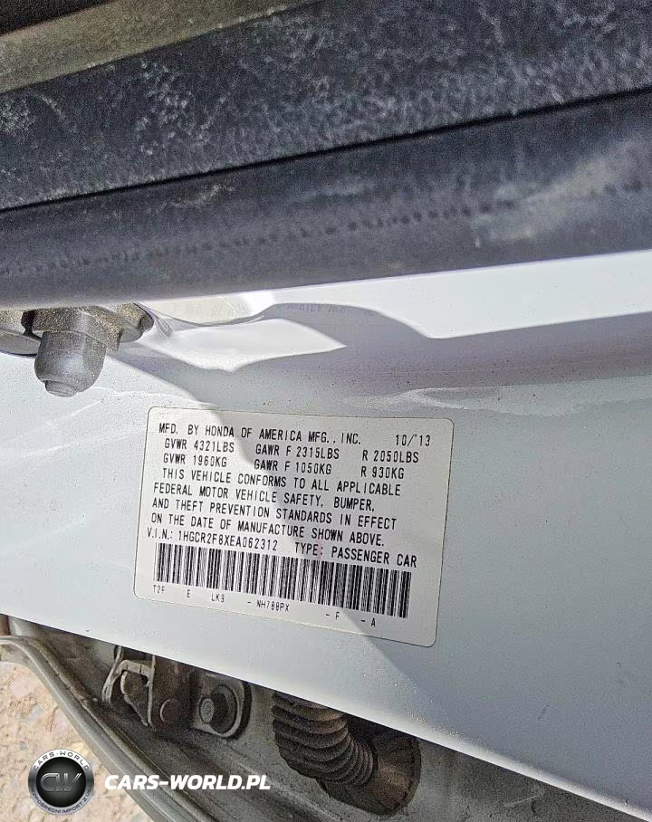 2014 Honda Accord Exl VIN:1HGCR2F8XEA062312 - 12
