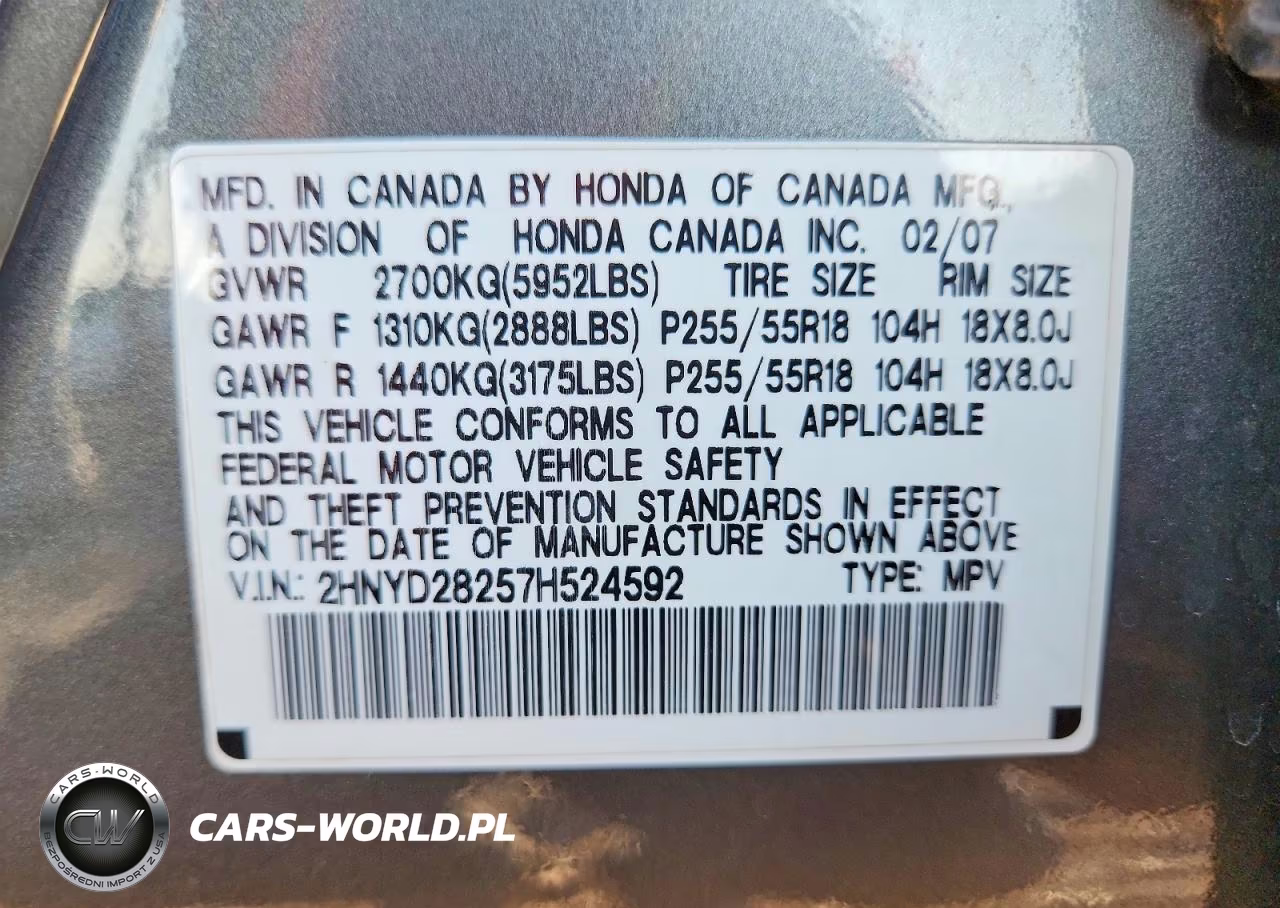 2007 Acura Mdx VIN:2HNYD28257H524592 - 13