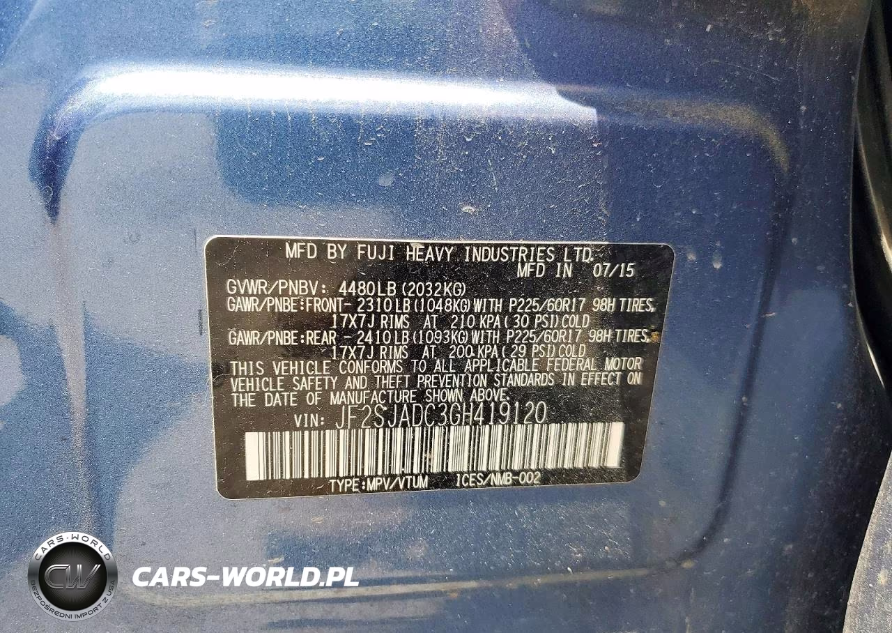2016 Subaru Forester 2.5I Premium VIN:JF2SJADC3GH419120 - 14
