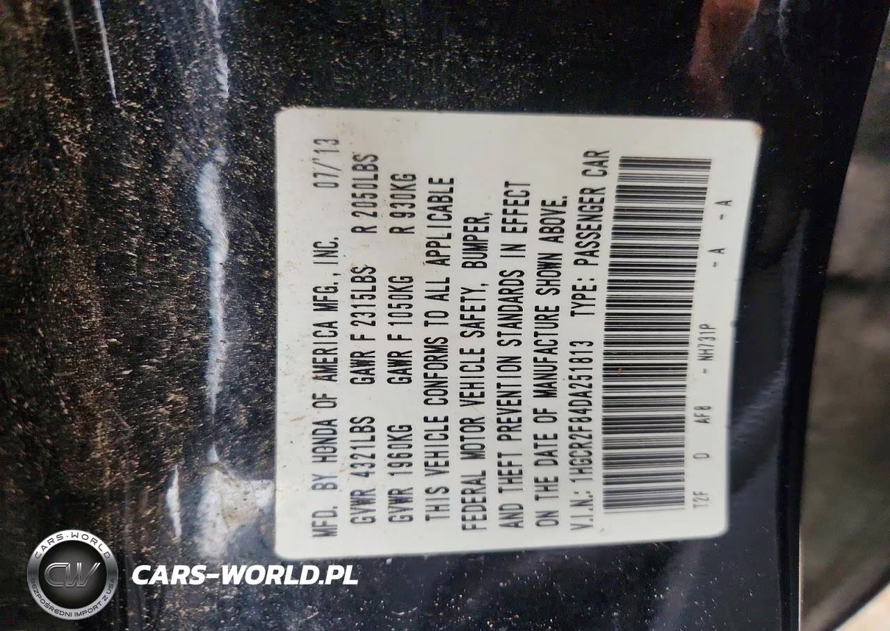 2013 Honda Accord Exl VIN:1HGCR2F84DA251813 - 13