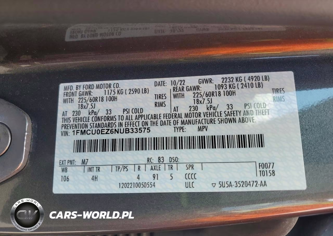 2022 Ford Escape Se Plug-In Hybrid VIN:1FMCU0EZ6NUB33575 - 14