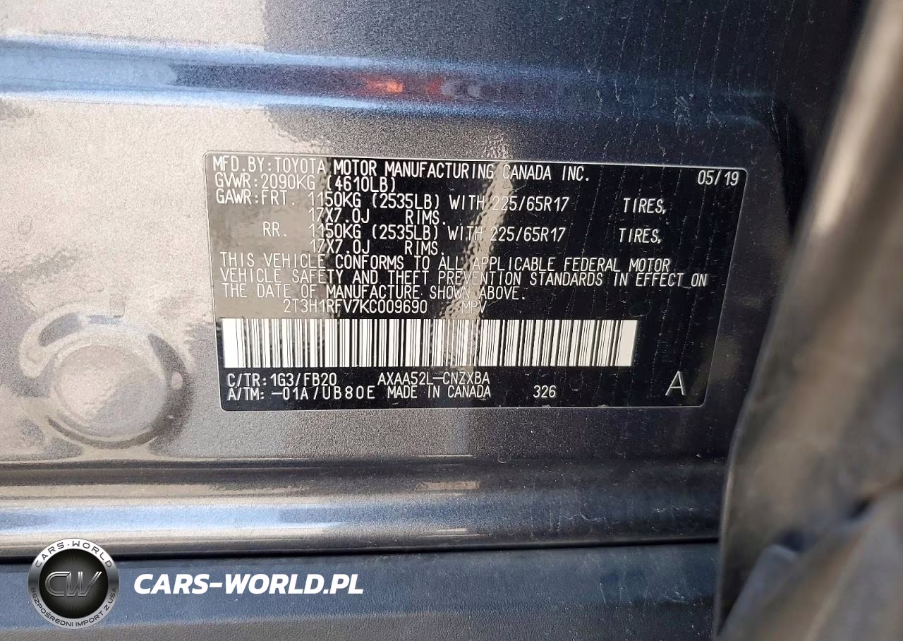 2019 Toyota Rav4 Le VIN:2T3H1RFV7KC009690 - 13