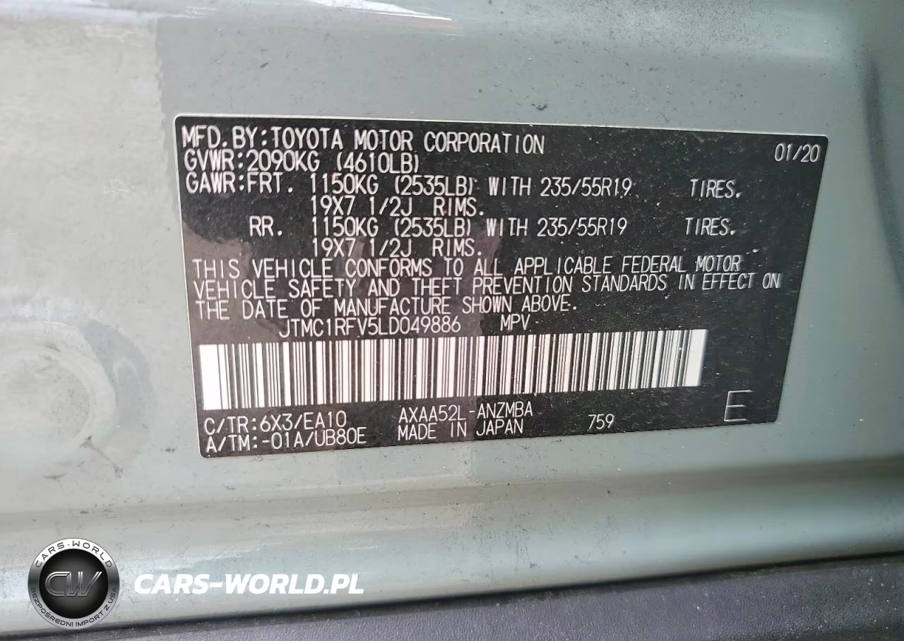 2020 Toyota Rav4 Xle Premium VIN:JTMC1RFV5LD049886 - 13