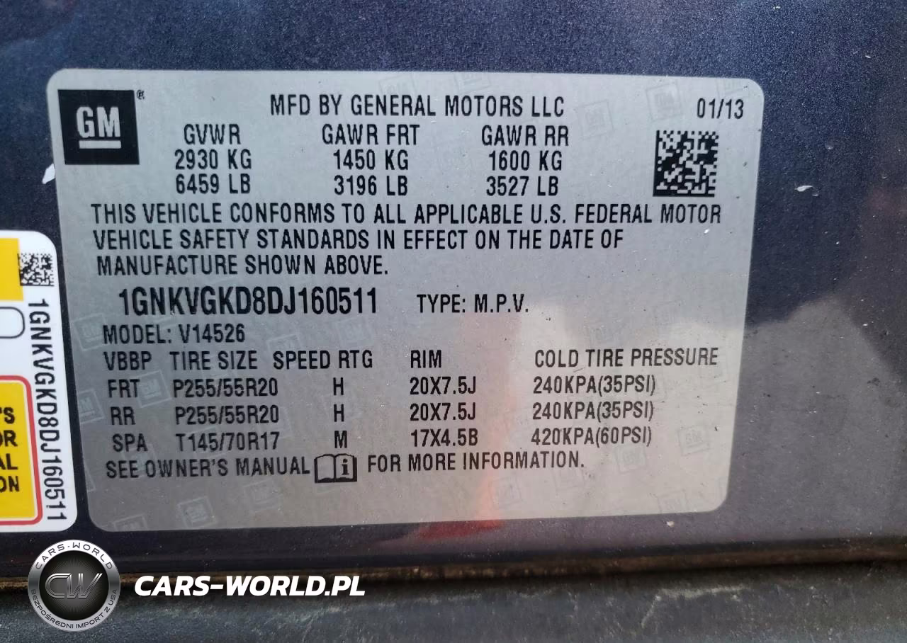 2013 Chevrolet Traverse Lt VIN:1GNKVGKD8DJ160511 - 13