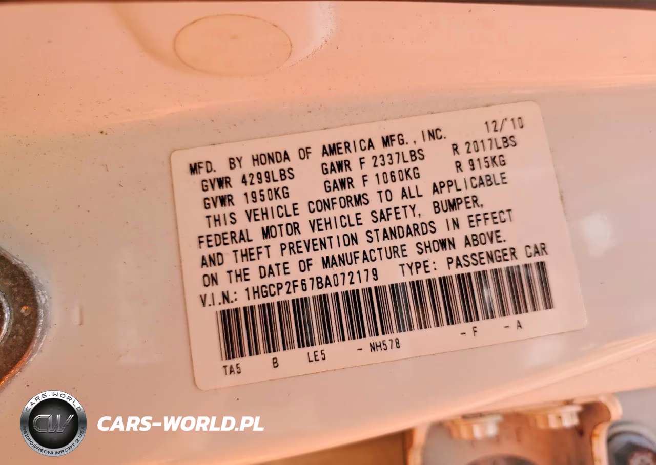 2011 Honda Accord Se VIN:1HGCP2F67BA072179 - 12