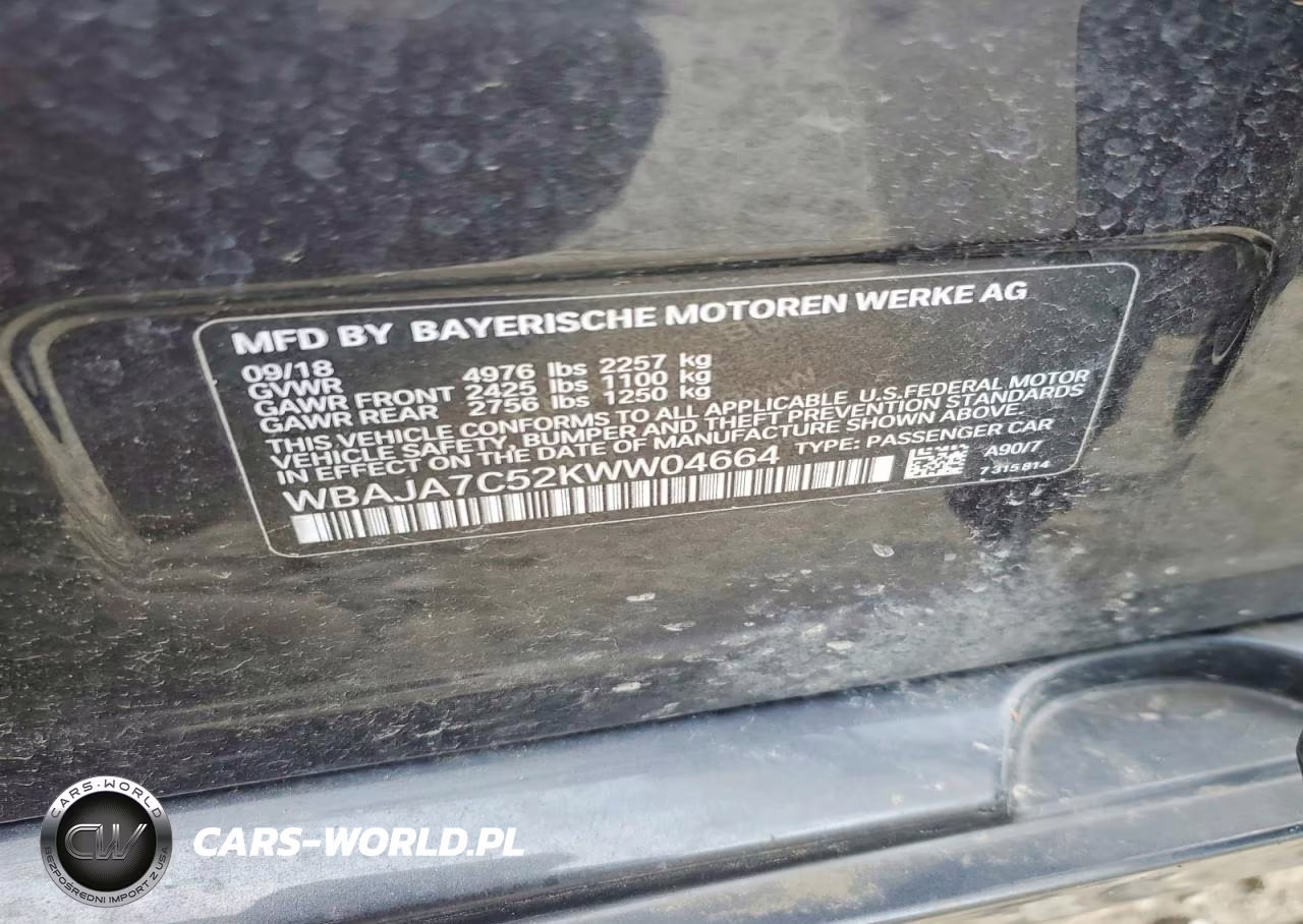 2019 BMW 530 Xi VIN:WBAJA7C52KWW04664 - 12