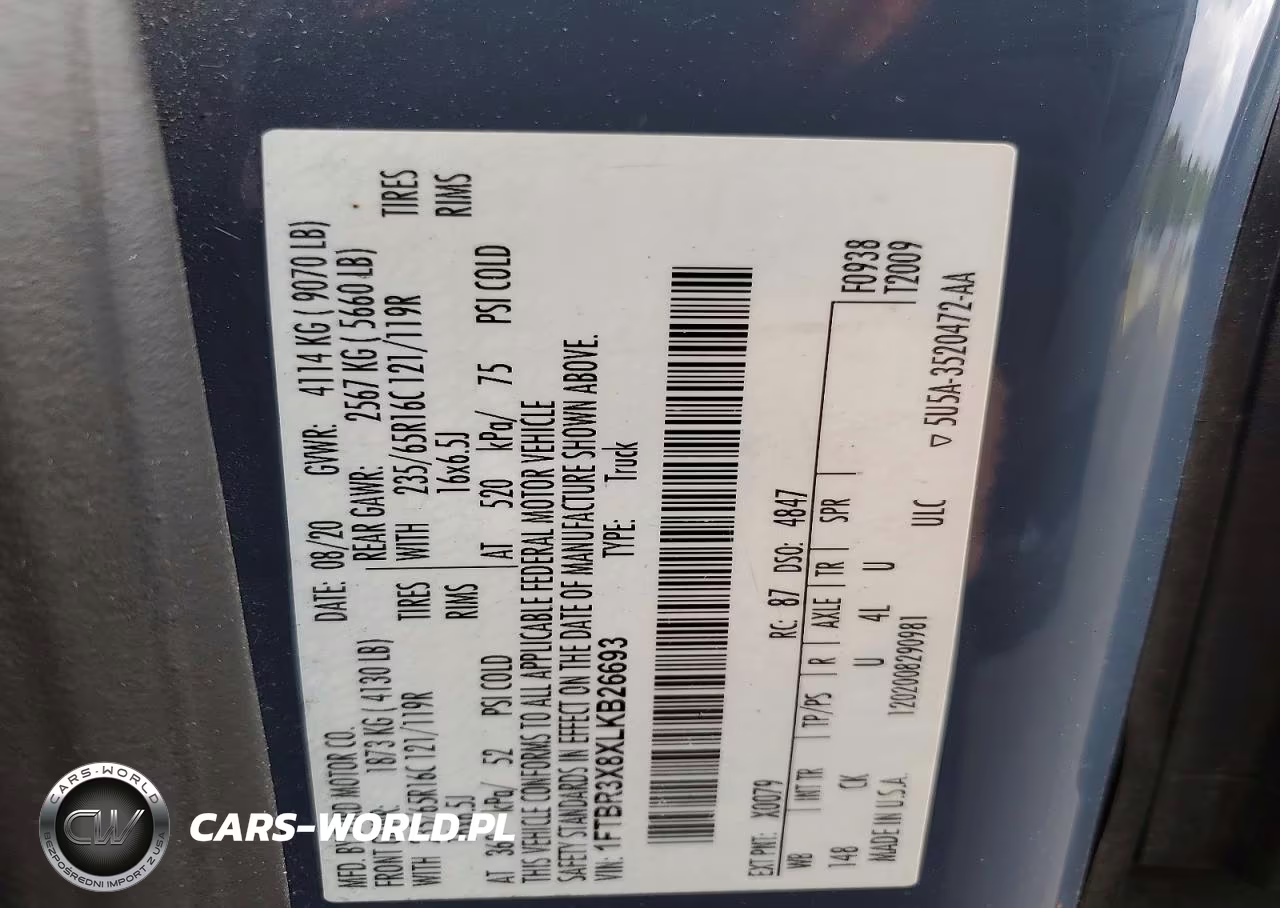 2020 Ford Transit T-250 VIN:1FTBR3X8XLKB26693 - 13
